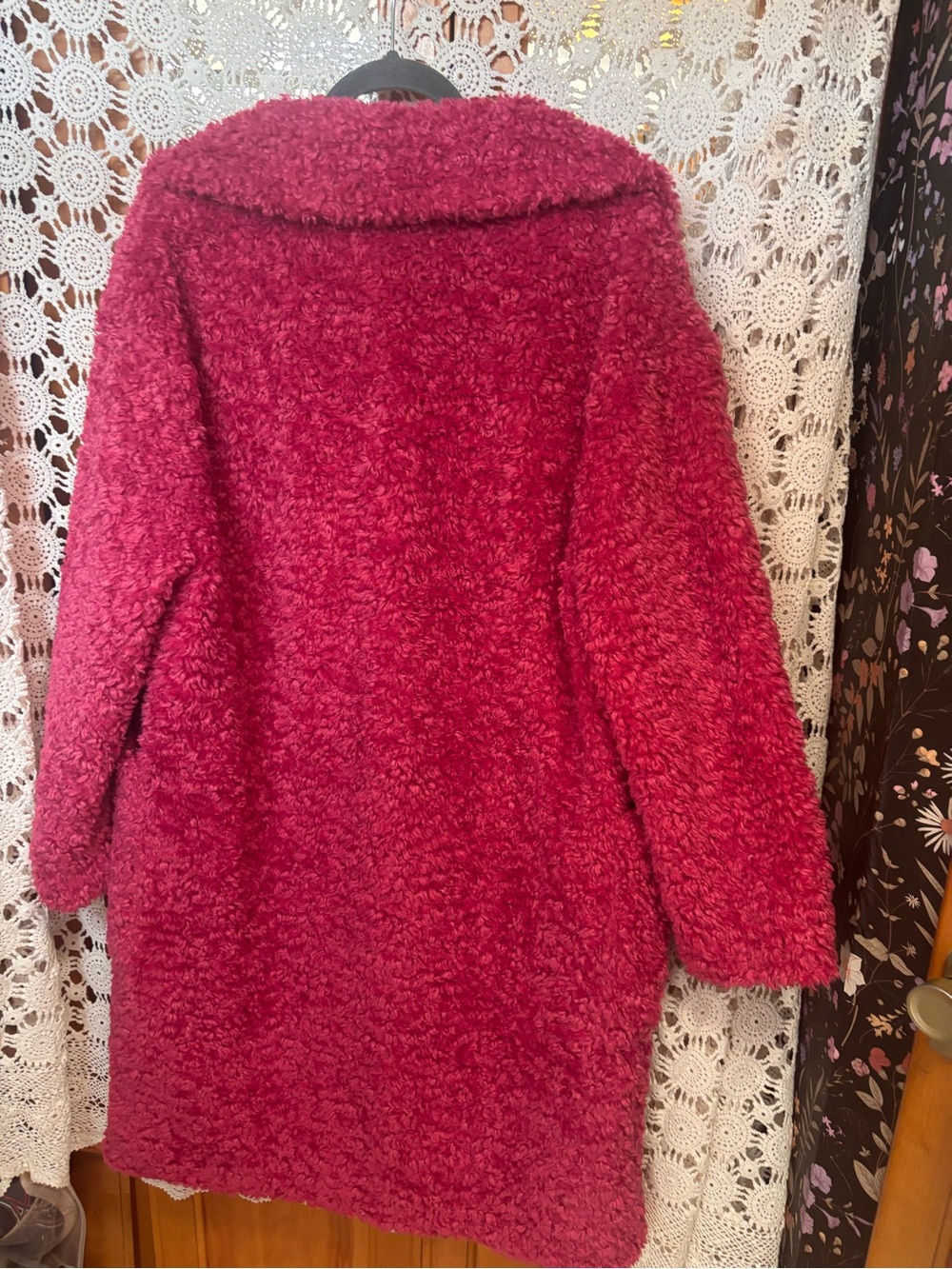 Calvin Klein Women's Hot pink Bouclé Double-Breasted Coat - Picture 3 of 3